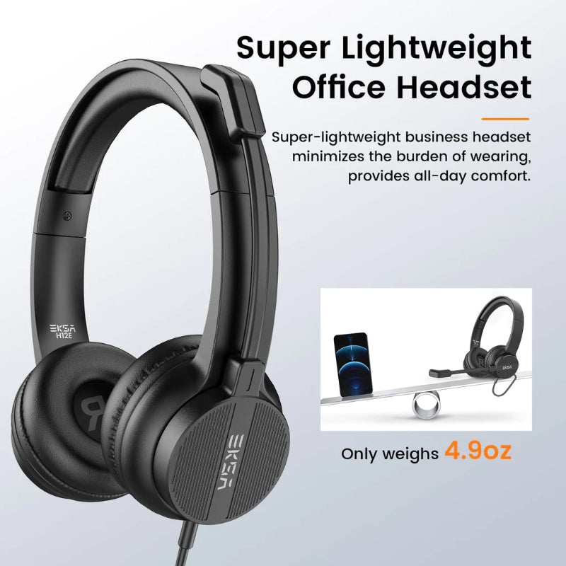 EKSA H12 3.5mm Stereo Wired Headset With Microphone For Call Center And Gaming