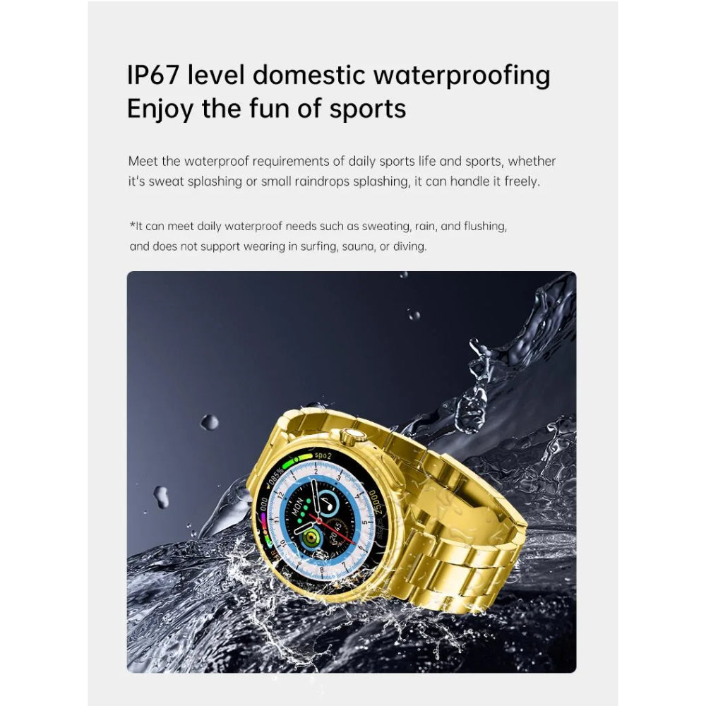 G10 24K Gold Amoled Display Luxury Stainless Steel Sports Heart Rate Health Monitoring Watch Smart Watch