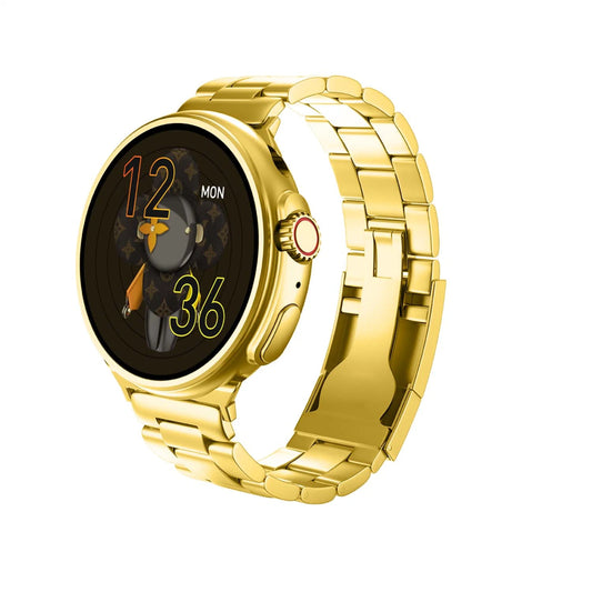 G10 24K Gold Amoled Display Luxury Stainless Steel Sports Heart Rate Health Monitoring Watch Smart Watch