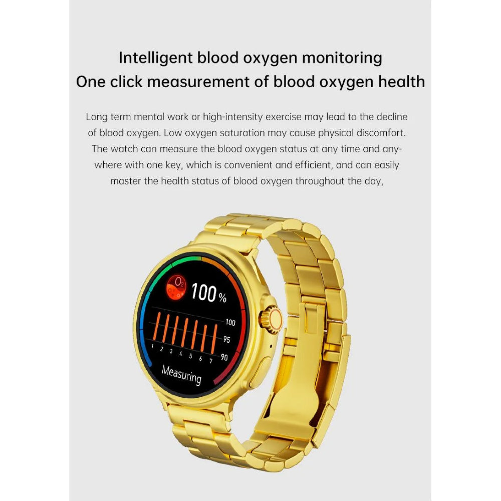 G10 24K Gold Amoled Display Luxury Stainless Steel Sports Heart Rate Health Monitoring Watch Smart Watch