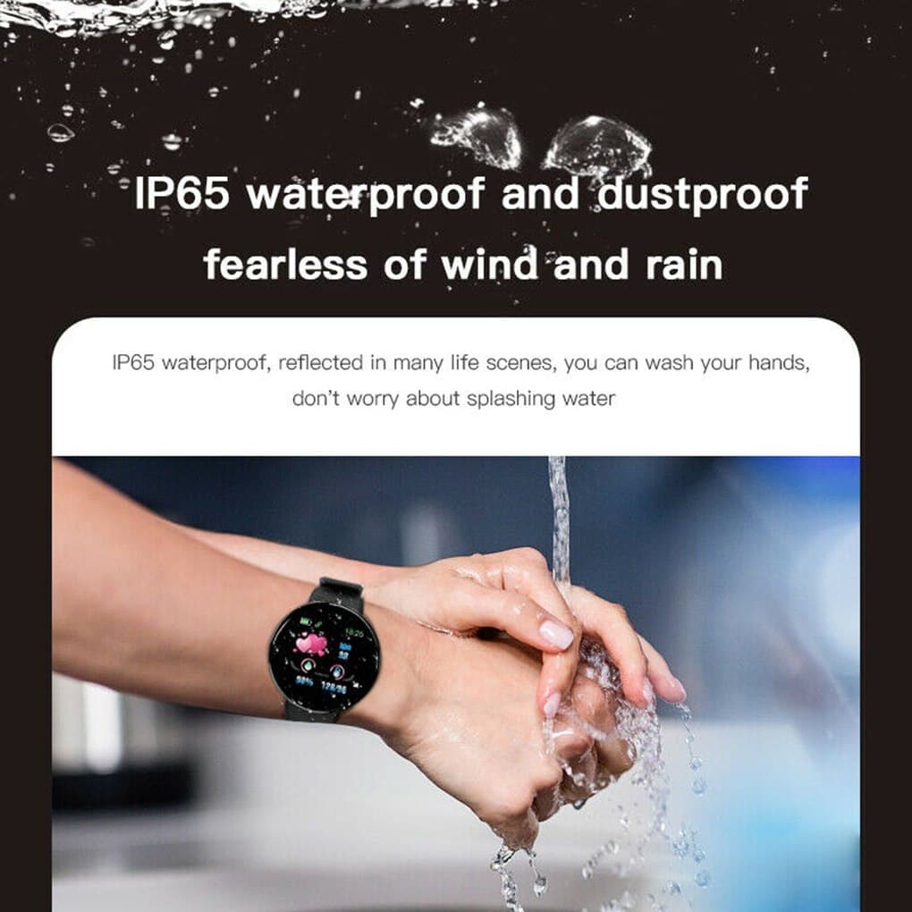 D18 Heart Rate Blood Pressure Smartwatch Color Screen Fitness Tracker Smart Watch IP65 Waterproof