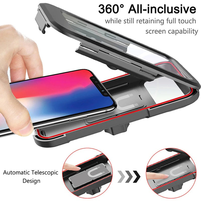 Bicycle Mobile Phone Holder Waterproof Handlebar 360 Rotatable All-Inclusive Magnetic Stand