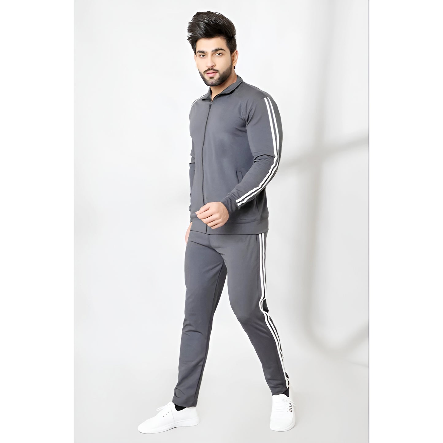 Men’s Trendy Three-Stripes Best Quality Full-Sleeve Tracksuit